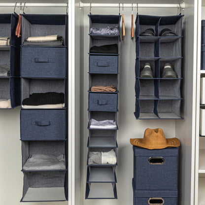 Household Essentials 311322 Hanging Shoe Storage Organizer for Closets |10 Pocket Shelves | Natural Canvas