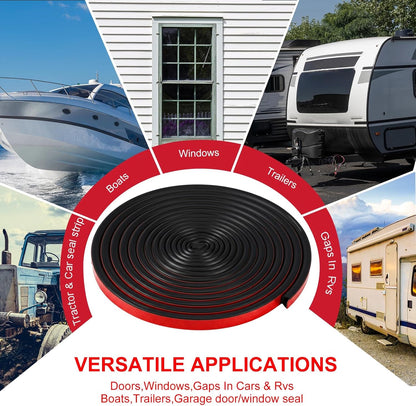 Pangda 13ft Foam Rubber D Shape Seal Strip 1" W x 0.5" H Self Adhesive EPDM Rubber Weather Stripping RV Slide Out Seal Heavy Duty Automotive Weather Stripping for Car Truck RV Boat Home