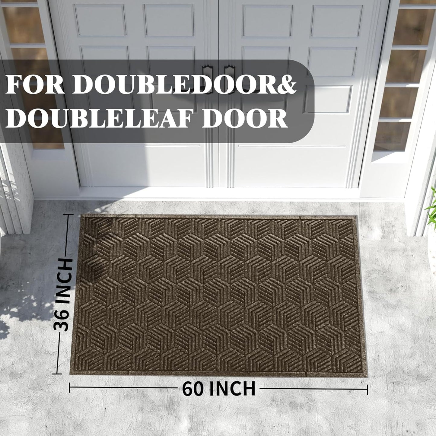 Yimobra Front Door Mat, All-Season Waterproof Outdoor Mat for Entrance with Drainage Holes, Heavy Duty Non-Slip Doormat for Garage Patio Entryway Indoor, 29.5x17, Red