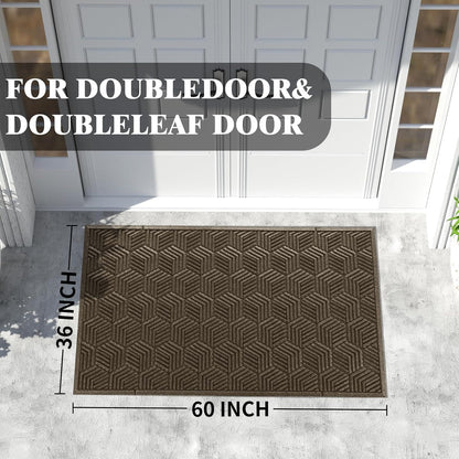 Yimobra Front Door Mat, All-Season Waterproof Outdoor Mat for Entrance with Drainage Holes, Heavy Duty Non-Slip Doormat for Garage Patio Entryway Indoor, 29.5x17, Red