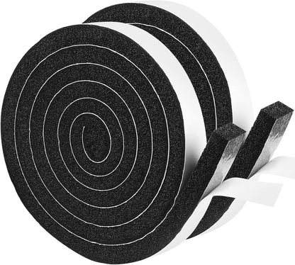 Seal Foam Tape,1/2 Inch W x 1/8 Inch T Weather Stripping for Door and Window,High Density Single Sided Closed Cell Door Insulation Weather Strip, 3 Rolls Total 50FT Black