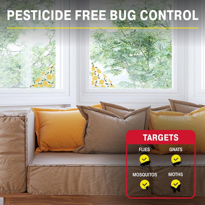 Catchmaster Window Fly Traps 12-Pack, Designed to Disguise House & Fruit Fly, Gnats, Adhesive Strips for Indoor, Disposable Bug Catcher, Insect Sticky Glue Traps, Pest Control for Home & Kitchen