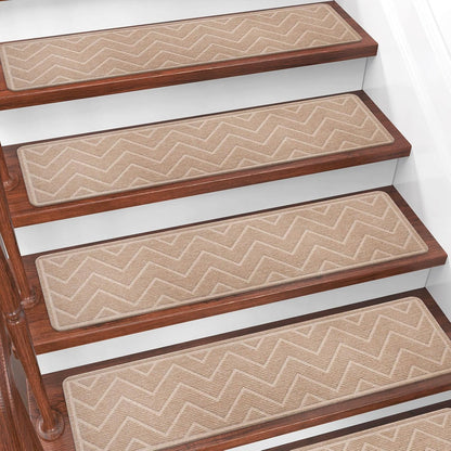 Stair Treads for Wooden Steps, 15 Pack 8"x30" Non-Slip Indoor Carpet Stair Treads with Reusable Polyester TPE Backing for Kids Elders and Pets (Dark Gray)