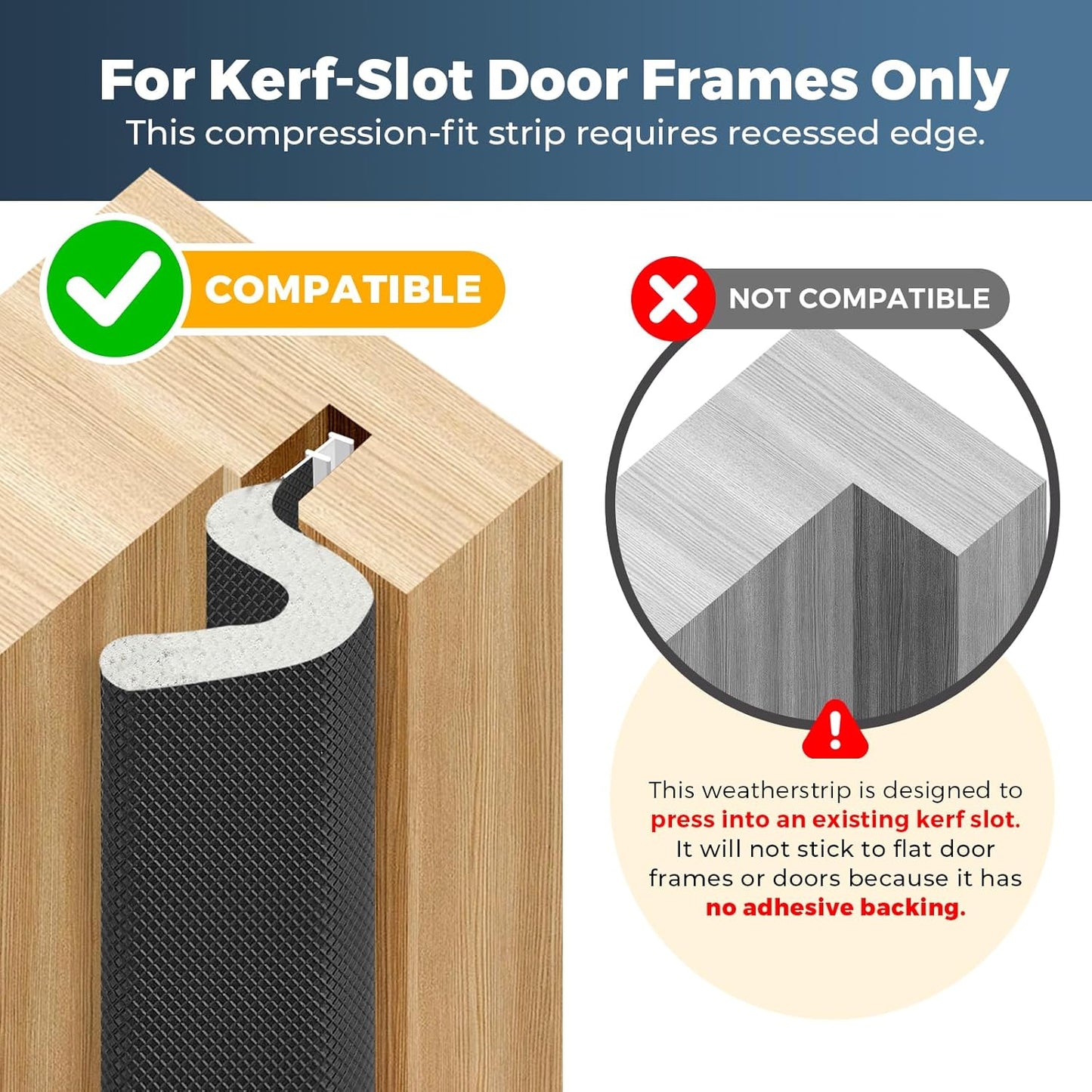 40FT Weather Stripping Door Seal, Kerf Style Foam Strip for Large Gaps, with Scraper Tool for Exterior and Interior Frames, White