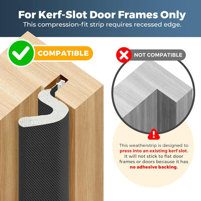 40FT Weather Stripping Door Seal, Kerf Style Foam Strip for Large Gaps, with Scraper Tool for Exterior and Interior Frames, White