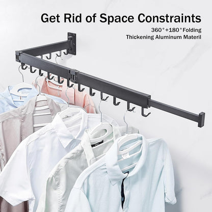 ZdwCyl Wall Mounted Drying Rack,32 inches,Foldbale, Clothes Drying Rack,Laundry Drying Rack Wall Mount,Drying Rack Clothing Space Saver,Retractable,Collapsible,Folding Laundry Rack,White