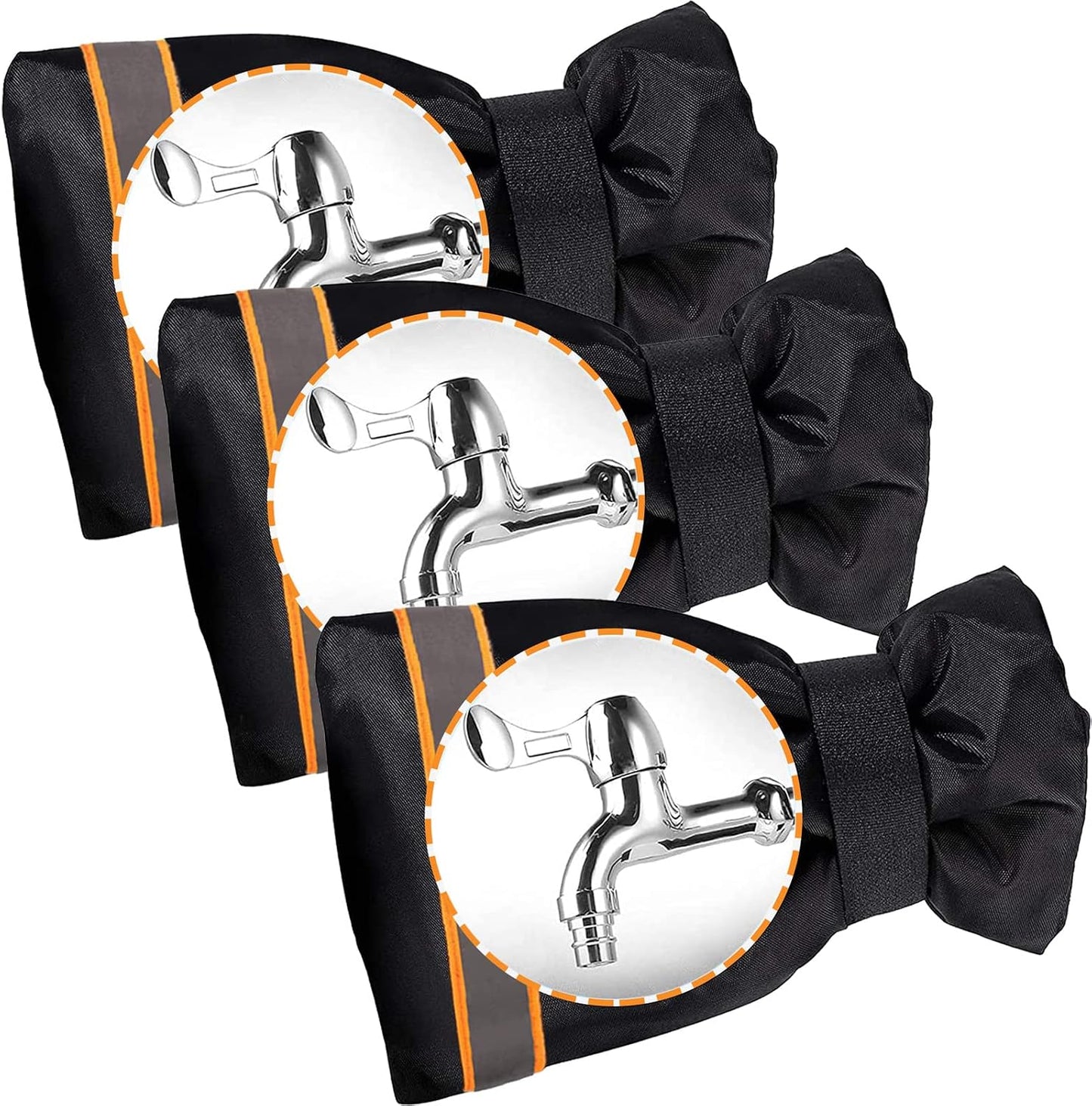 Outdoor Faucet Socks - 5.9" W x 7.7" H for Winter Freeze Protection, Tap Cover, Spigot Cover - 3 Piece