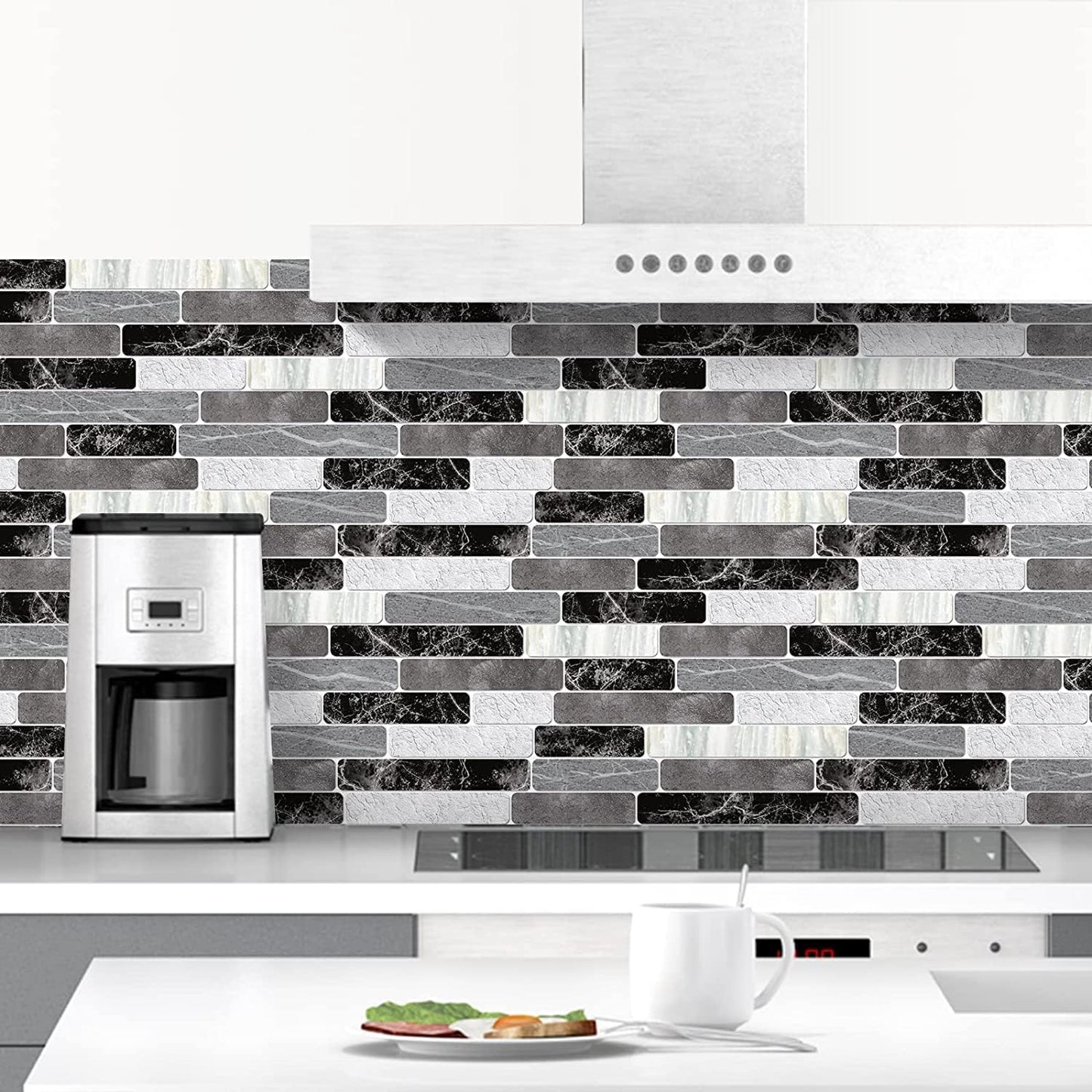 WENMER Kitchen Peel and Stick Backsplash Wallpaper, Waterproof Bathroom Wall Paper, Self Adhesive Removable Wallpaper for Kitchen Backsplash, Tile Contact Paper for Countertop, 17.7"x 118"