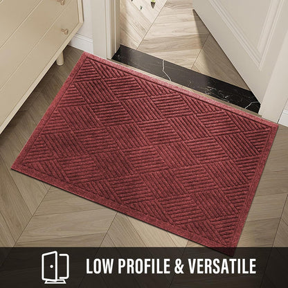 HIYARD Sturdy Front Door Mat, Absorbent Muddy Dirt Resist Welcome Door Mats Outdoor Indoor, Stain and Fade Resistant, Non-Slip Rubber Backing Low Profile Doormat for Entryway, 30×17, Beige