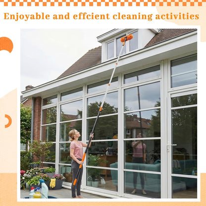 36ft Extra Long High Ceiling Duster with Extension Pole, Long Reach Cleaning Kit for Ceiling Fans, Windows & Cobwebs, Telescoping Pole with 6 Attachments for Home Church Warehouse Cleaning