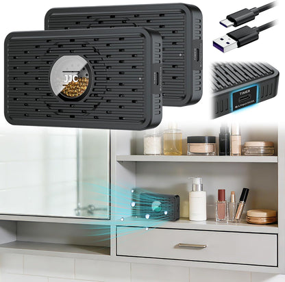 Auto Power-off Cordless Rechargeable Mini Dehumidifier Desiccant,Electric Moisture Absorption Silica Gel Packet for Storage Totes Jewelry Display Cabinet Guitar Case Drawer Photo Album Document-Purple