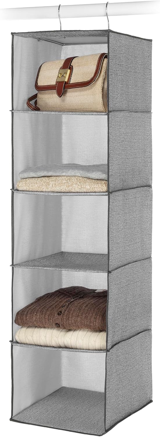 Whitmor 5 Section Closet Organizer - Hanging Shelves with Sturdy Metal Frame