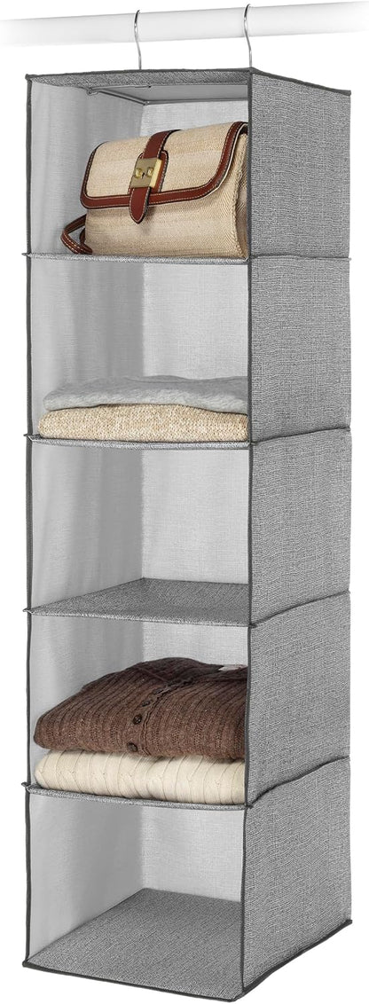 Whitmor 5 Section Closet Organizer - Hanging Shelves with Sturdy Metal Frame