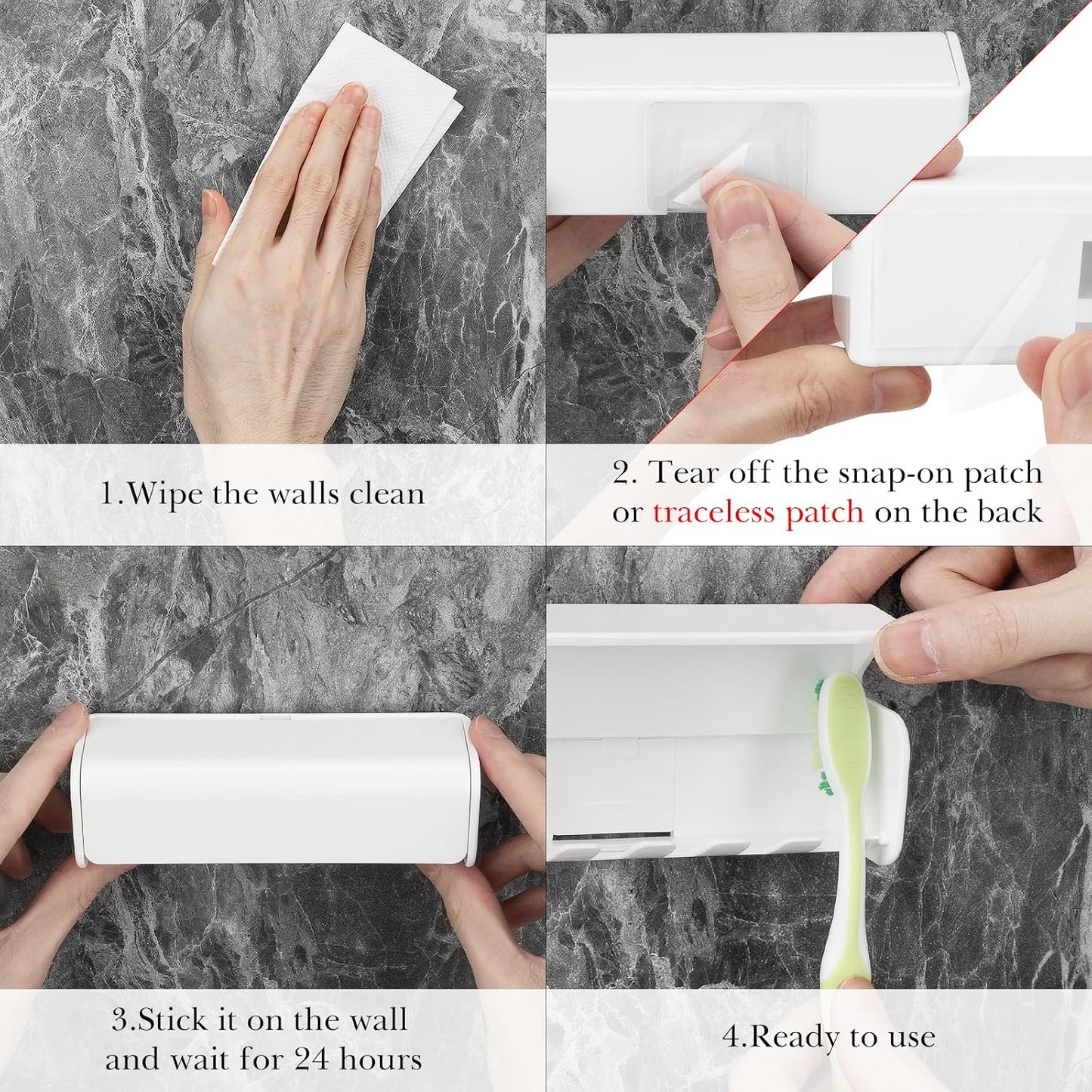 Linkidea Wallmount Toothbrush Holder with Cover for Shower, Space Saving Organizer for RV, Plastic Self Adhesive 6 Slots Tooth Brush Hanger Compatible with Oral-B CrossAction, ExtraClean