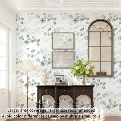 Safiyya Peel and Stick Wallpaper Floral Green and White Leaf Contact Paper for Cabinets 17.3"x 78.7" Self Adhesive Removable Wallpaper for Bathroom Renter Friendly Wall Paper Vinyl Roll