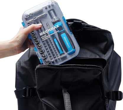 MECHMAX 68-Piece Ratcheting Screwdriver Set with Bits & Sockets | Precision tool kit with sockets & compact injection storage case. Ideal for household DIY, furniture assembly & repair