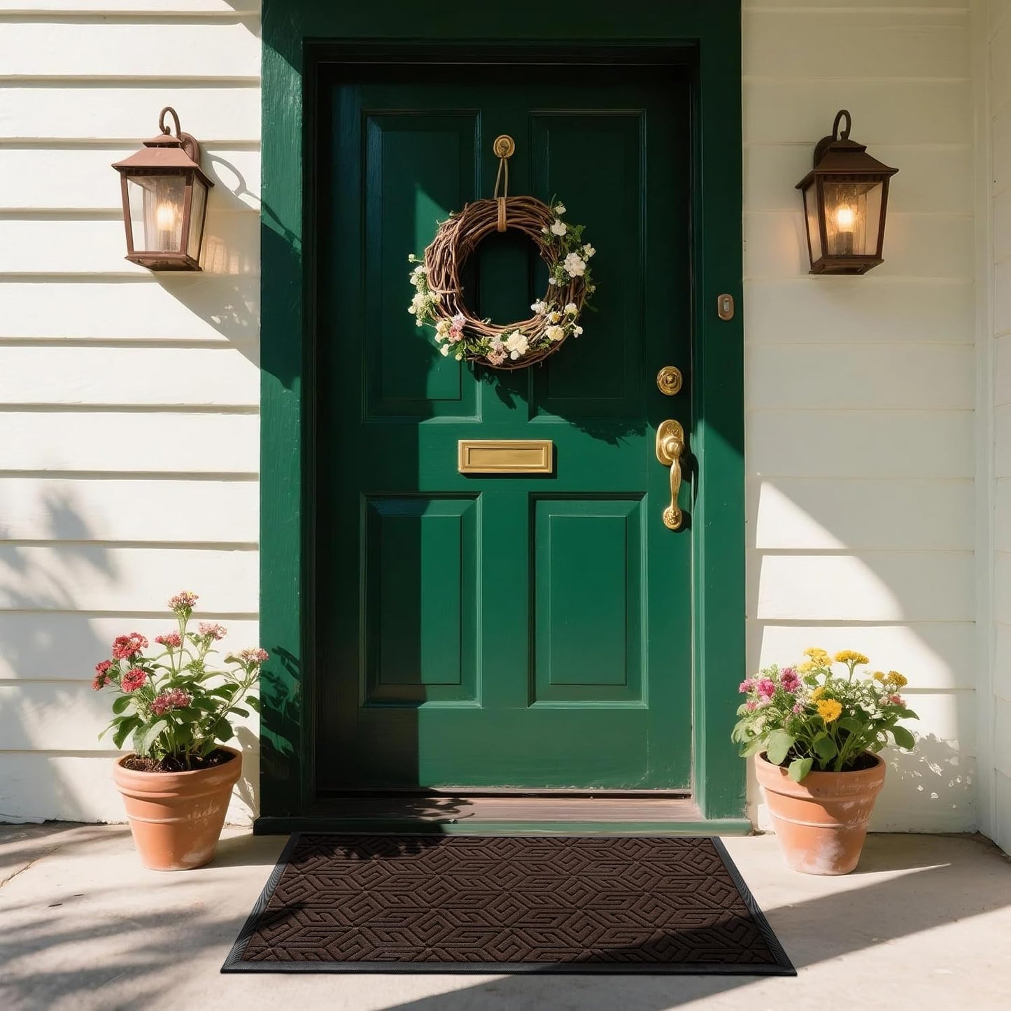 Yimobra Doormat Outdoor Entrance 29.5x17, All-Weather Waterproof Outdoor Mats for Front Door, Non Slip Welcome Door Mat for Patio Proch Outside Entryway Indoor, Black