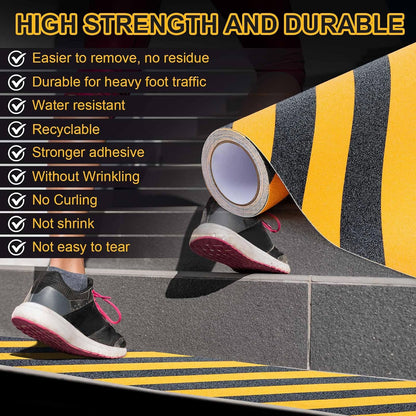 Watersay 8 Inch x 20 ft Anti Slip Traction Tape Waterproof Clear Non Skid Tape Durable Grip and Friction Stair Non Slip Strips Abrasive Adhesive for Stairs Steps Ramp Outdoor Indoor