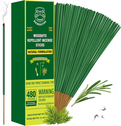 KICKOUTOR Mosquito Repellent Incense Sticks with Natural Citronella Oil, 120 Count DEET-Free Outdoor Protection for Patios, Backyard Gatherings & Camping, Up to 1 Hour Against Gnats & No-See-Ums