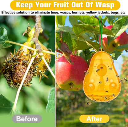 JNKNT Wasp Trap Bee Catcher, Outdoor Hanging Wasp Trap, Reusable Hornet & Yellow Jacket Trap, 2 Pack (Pear Shape - Orange)