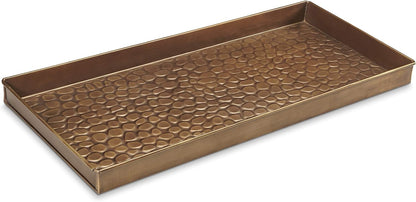 Good Directions Medium Boot Tray, Double Circles Multi-Purpose All Weather Decorative Tray, Shoes, Plants, Pet Bowls, 30x13x2 Inch, Dark Zinc Gray Steel