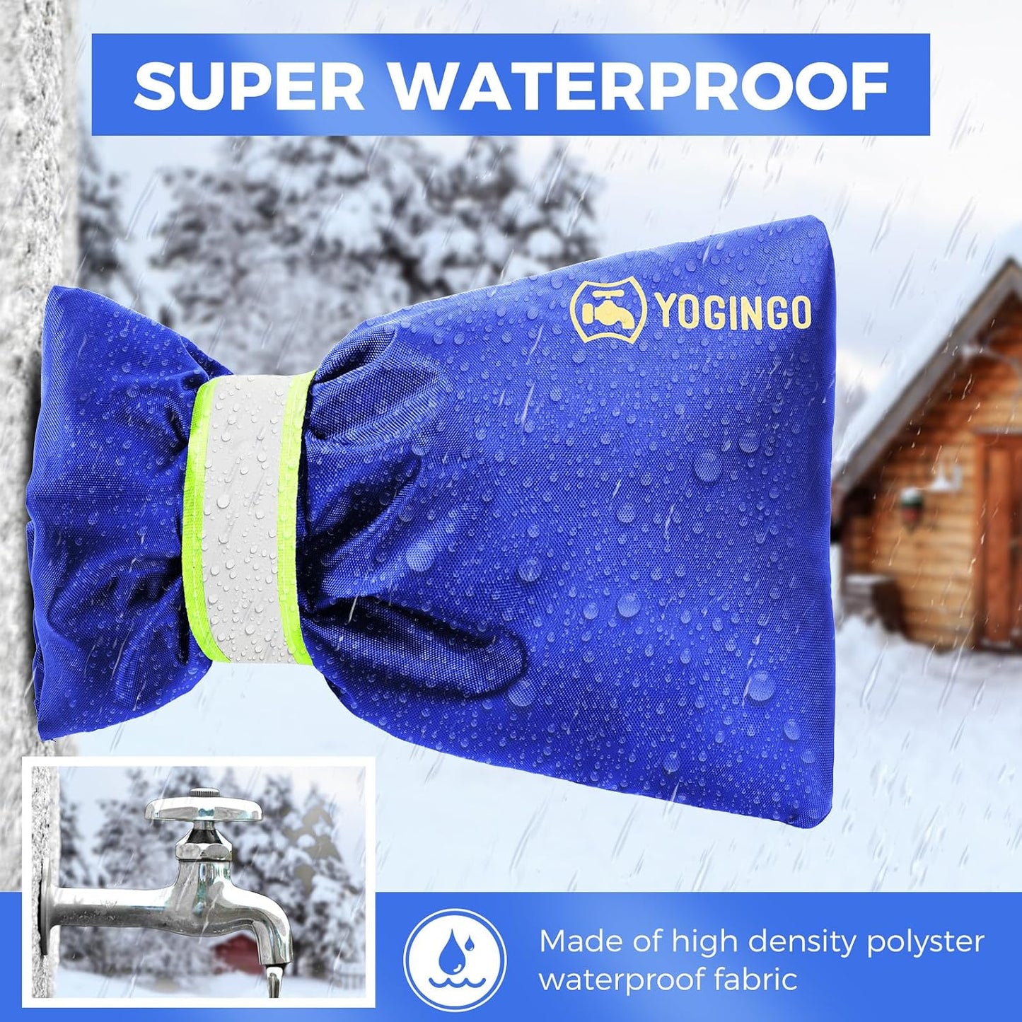 Outdoor Faucet Covers for Winter Freeze Protection, Hose Bib Covers for Winter, Water Spigot Cover Winter Insulated, 2 Pack 6.7" x 9.5" Pipe Insulation Cover Socks Outside Faucet Freeze Protector Blue