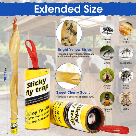 16 Pack Fruit Fly Traps for Indoors, Fly Traps Outdoor, gnat Traps for House Indoor, Fly Strips Tape Killer Catcher Paper Ribbon, Flying Insect Trap for Bug, Gnat, Insect, Mosquito