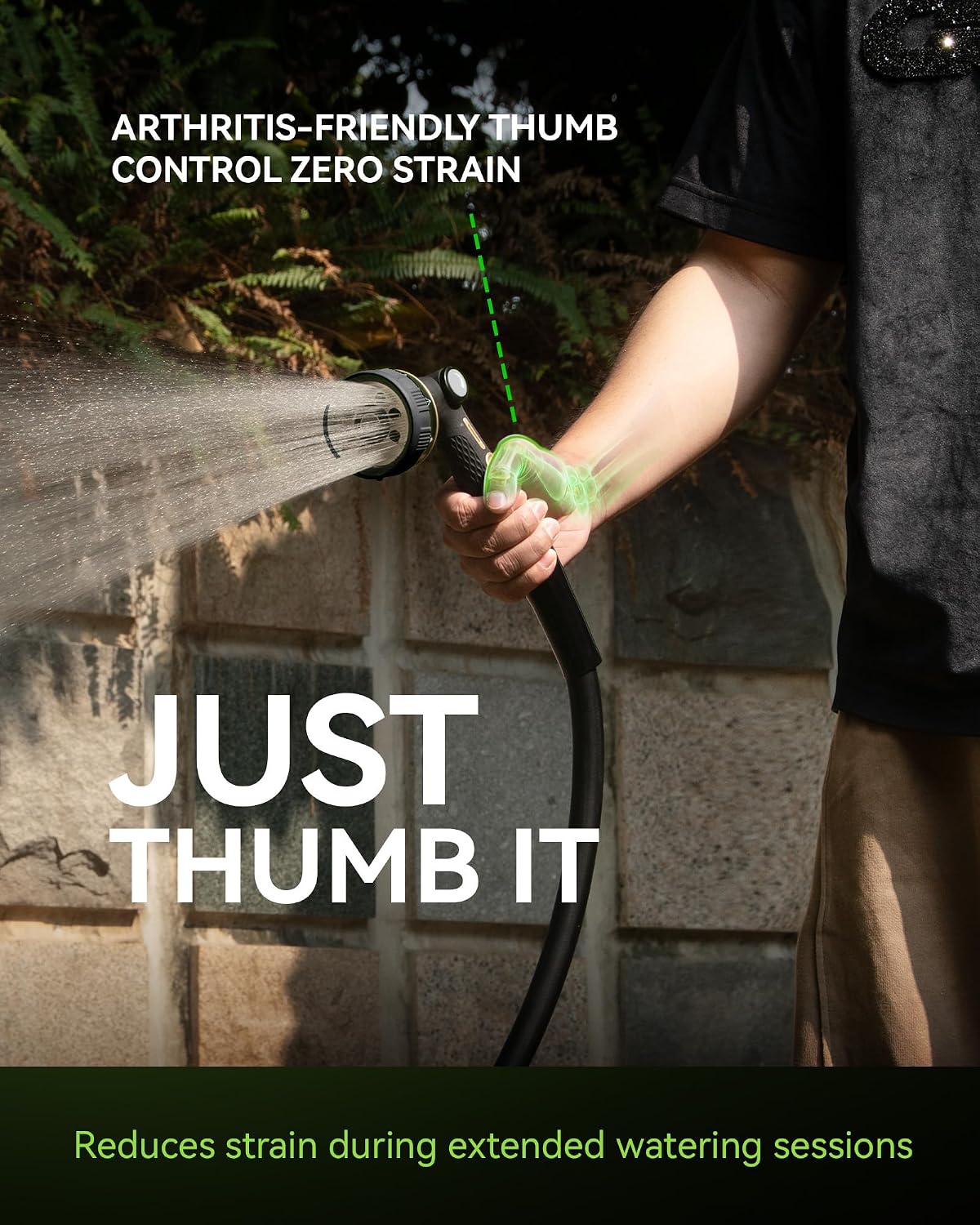 RAINPOINT Hose Sprayer Nozzle Heavy Duty - 8 Spray Patterns Garden Hose Nozzle with Adjustable Flow Control for Watering Plants, Washing Cars,Washing Pets, Thumb Control (Green)
