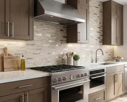 Yipscazo 2026 New Upgrade 11.34" X 11.57" Peel and Stick Backsplash, Stick on Backsplash Tiles for Kitchen, Bathroom, Fireplace (10 Sheets, Beige Rocks + Rose Gold)