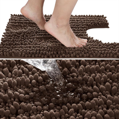 Yimobra Bathroom Rugs Non Slip Washable - Ultra Soft Absorbent Chenille Bath Mat, Quick Dry Shaggy Floor Carpet for Tub Shower, Gray Home Decor Accessories, 24x17 Inch