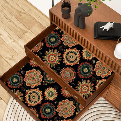 BOKEBEVE Leaves Contact Paper Floral Wallpaper Stick and Peel Boho Damask Wall Paper for Liner Drawer Cabinet Backsplash Renter Friendly Waterproof 17.5 x 118In