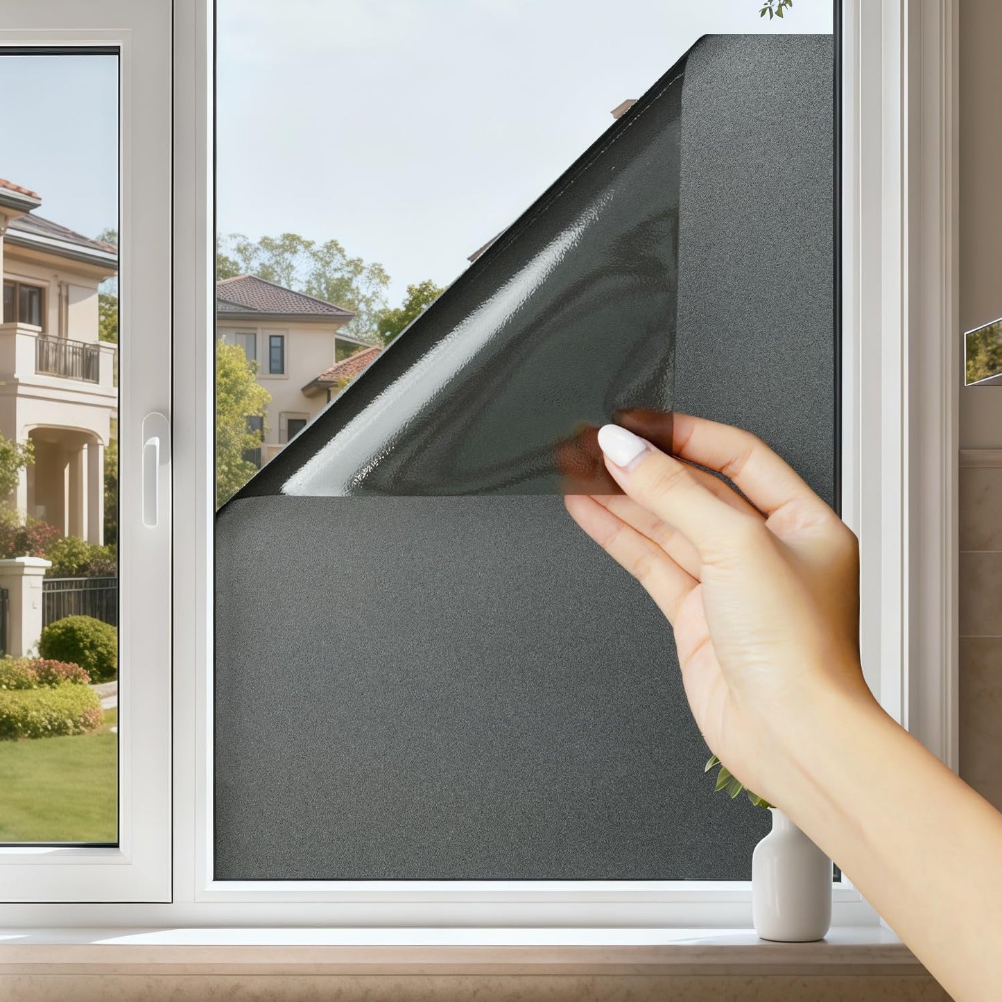 Frosted Window Film, Removable Glass Door Privacy Film, Suitable for Bathrooms, Offices, Static Cling Decorative Film, Reusable Window Stickers (Pure, 17.5X78.7 Inch)