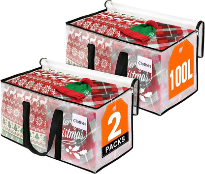RoomHacks Heavy Duty Clear Moving Bags with Reinforced Handle and Double Zipper, Storage Totes, Packing Bags Alternative to Moving Essential and Supplies Box, Clear, Large, 6 Packs