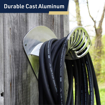Hose Holder - Heavy Duty Aluminum Water Hose Hanger Wall Mount - Garden Hose Reel for 200ft 1/2" Hoses - Water Hose Holder - Hose Rack for Outside by Kings County Tools