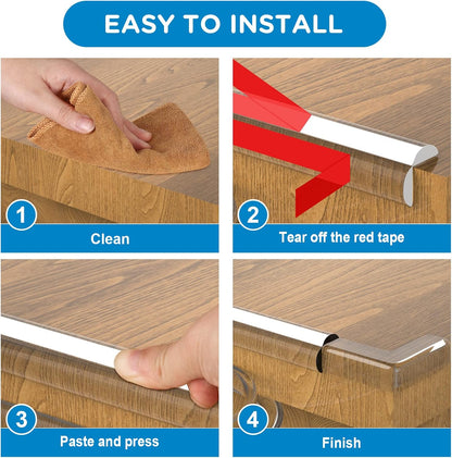 Baby Proofing, 0.6in Edge Protector Strip Clear, Thickened Silicone Soft Corner Protectors with Upgraded Pre-Taped Strong Adhesive, 6.6ft Edge Protectors for Sharp Corners of Cabinets, Tables, Drawers