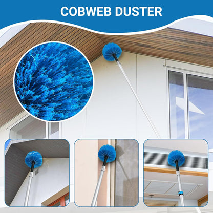 20FT High Ceiling Fan Duster with 5-12FT Extension Pole, Extendable Reusable Cobweb and Bendable Feather Duster Kit for Cleaning Spiderweb and Dust