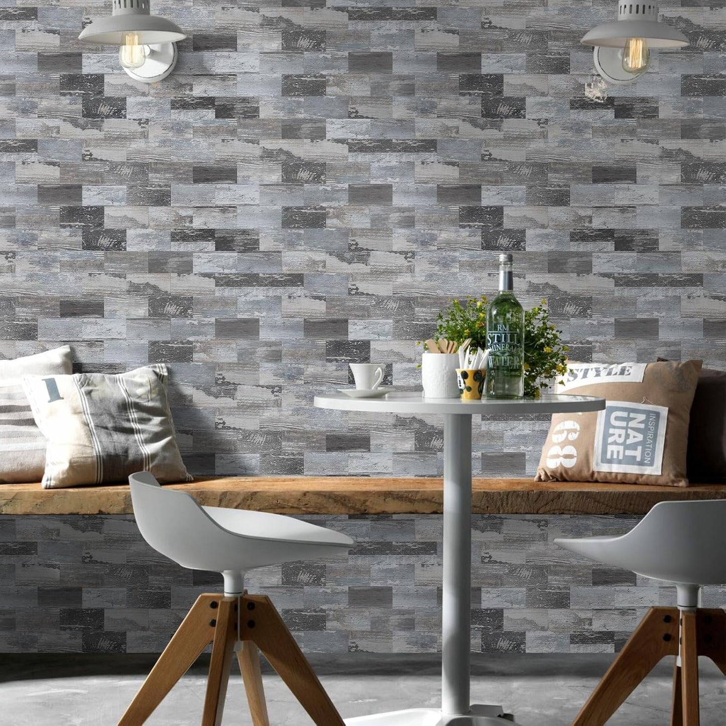 Vamos Tile 100-Piece Glossy Dolomite White Peel and Stick Backsplash Tile,3''x6'' PVC Subway Tile with White Grout, Stick on Backsplash for Kitchen/Bathroom/Fireplace