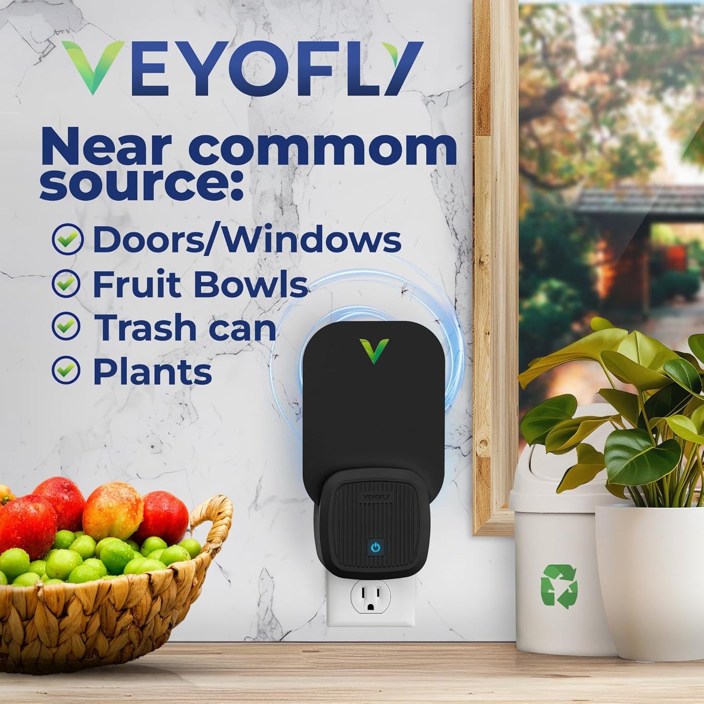 VEYOFLY Fruit Fly Traps for Indoors (2 Device + 4 Refills), Gnat Trap Indoor Plug in, Bug Traps, Flying Insect Trap, Gnat Traps for House Indoor, Fly Trap Indoor for Home Bug Light, Gnats Catcher