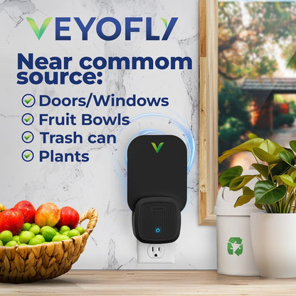 VEYOFLY Fruit Fly Traps for Indoors (2 Device + 4 Refills), Gnat Trap Indoor Plug in, Bug Traps, Flying Insect Trap, Gnat Traps for House Indoor, Fly Trap Indoor for Home Bug Light, Gnats Catcher