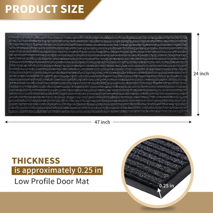 Yimobra Welcome Mat, Heavy Duty Sturdy Door Mats for Home Entrance Outdoor Indoor, Front Doormat for Outside Patio Floor Entry Porch Garage Office, Waterproof, Low Profile, 29.5x17, Black Grey
