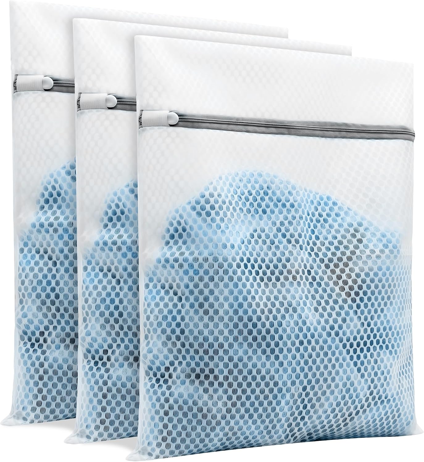 3Pcs Laundry Bags Mesh Wash Bags, With Strong Zipper, Durable Washing Machine Bags for Lingerie, Bras, Socks, Clothes & Travel Organization, 12 x 16 inches