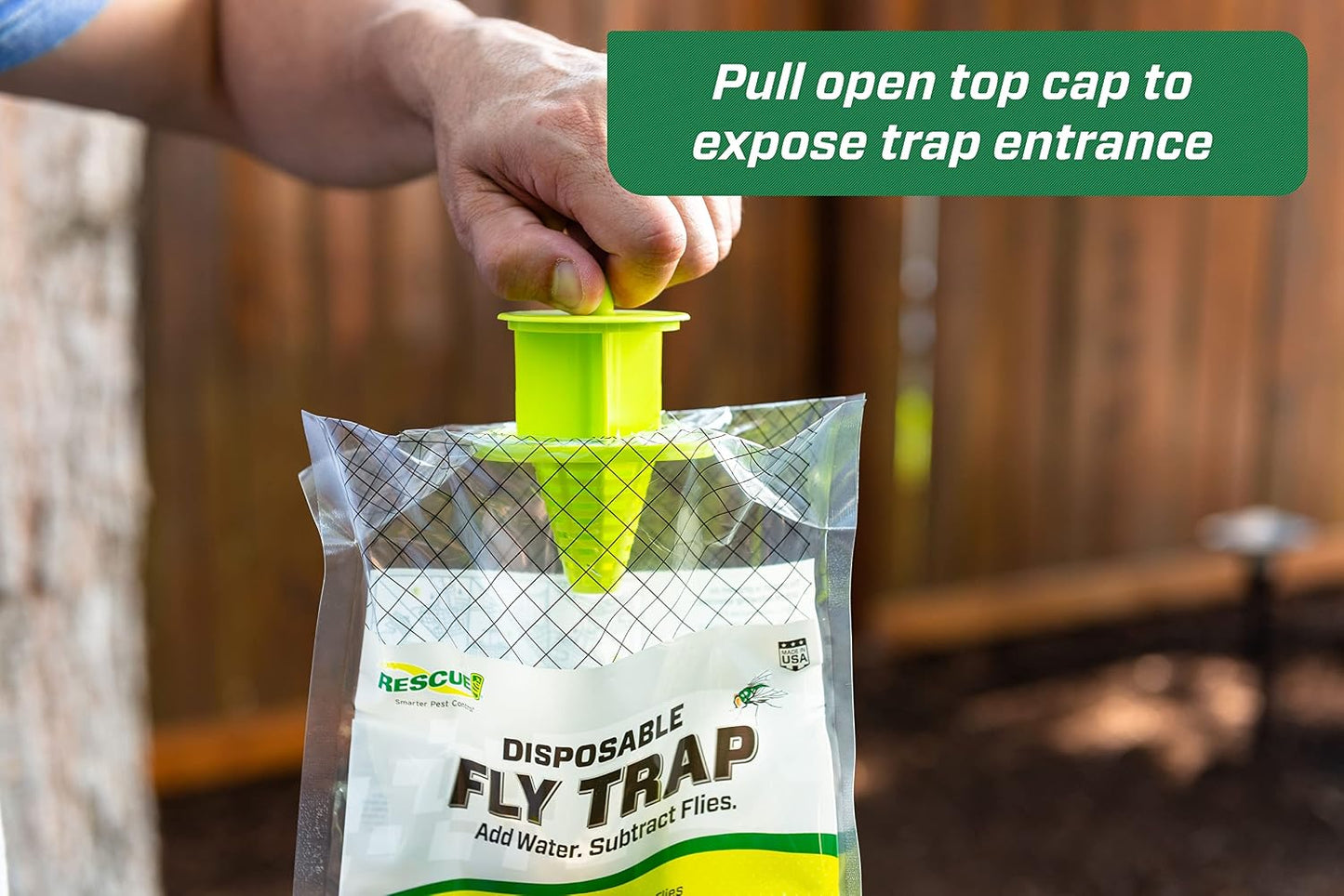 RESCUE! Outdoor Disposable Fly Trap – Hanging Fly Catcher with Attractant Bait, Fly Bag for Patio, Yard, Trash & Farm Areas – Easy-to-Use Outdoor Fly Control - 24 Traps