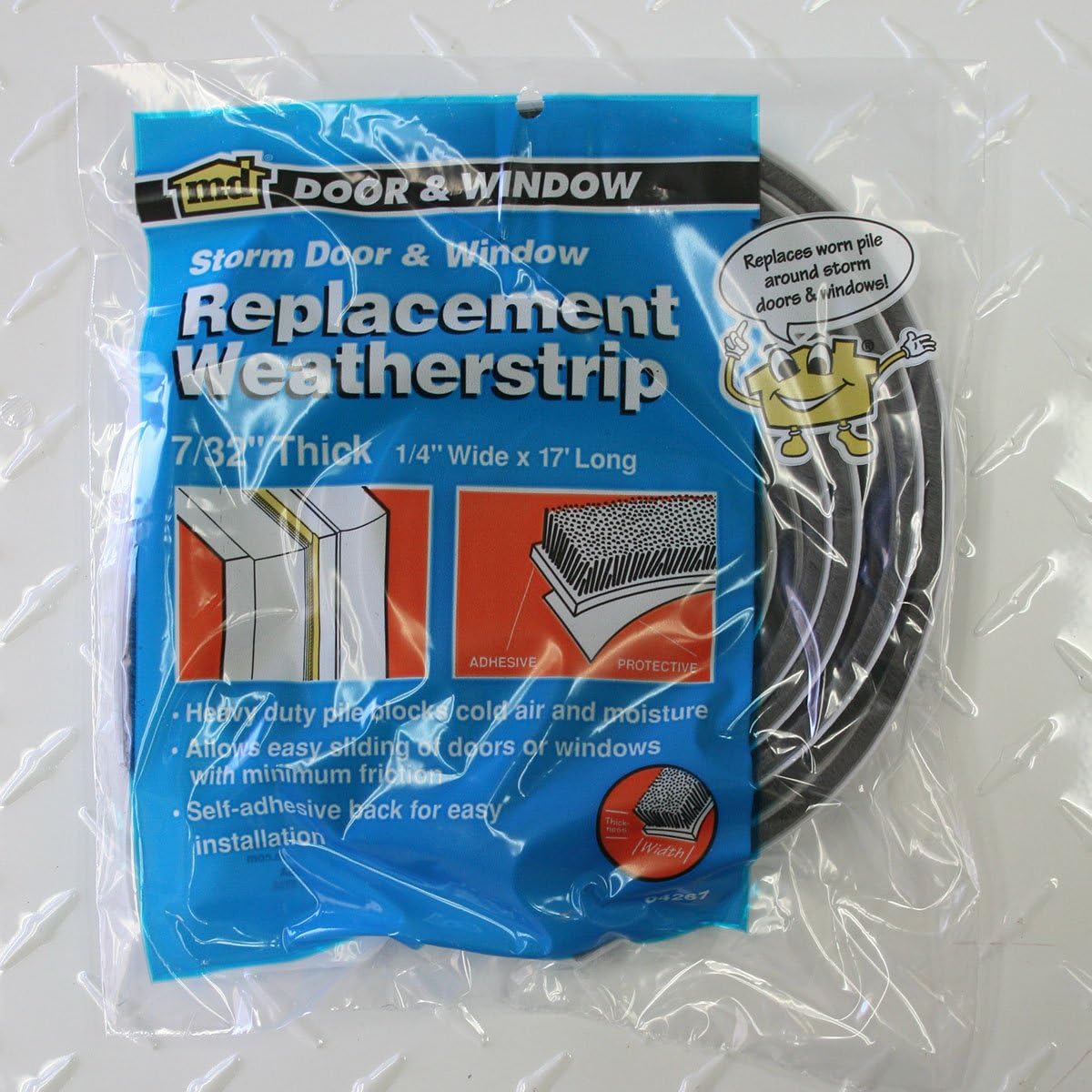 M-D Building Products, Gray 04267 M-D Epdm Adhesive Weather-Strip, 1/4 in W X 17 Ft L X 7/32 in H, 1 Pack