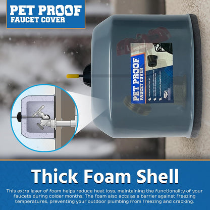 Pet Poof Outdoor Metal Faucet Cover - Hose Bib Covers for Winter - Water Spigot Protector - Durable Outside Spigot Protection - Faucet Protectors - 5.5" x 6.5" x 5.0" 1 Pack, Gray