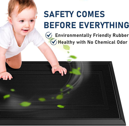 BEHERO Front Door Mat Outside Entrance, 36" x 17" Heavy Duty Rubber Outdoor Mats Enlarged for Entryway, Welcome Matt Outdoor, Dirt Trapping Waterproof