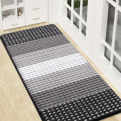 Kitinjoy Indoor Outdoor Door Mat, 32x20 Non-Slip Absorbent Dirt Trapper, Low-Profile Washable Inside Entrance Front Floor Mat, Sturdy Soft Entry Doormats for Entryway, Grey