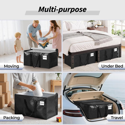 8 Pack Extra Large Heavy Duty Moving Bags, Clear Storage Bins with Lids, Reinforced Handles & Heavy-Duty Zippers Moving Boxes Storage Bags Totes for Clothes Packing, Dorms, College Supplies, Clear