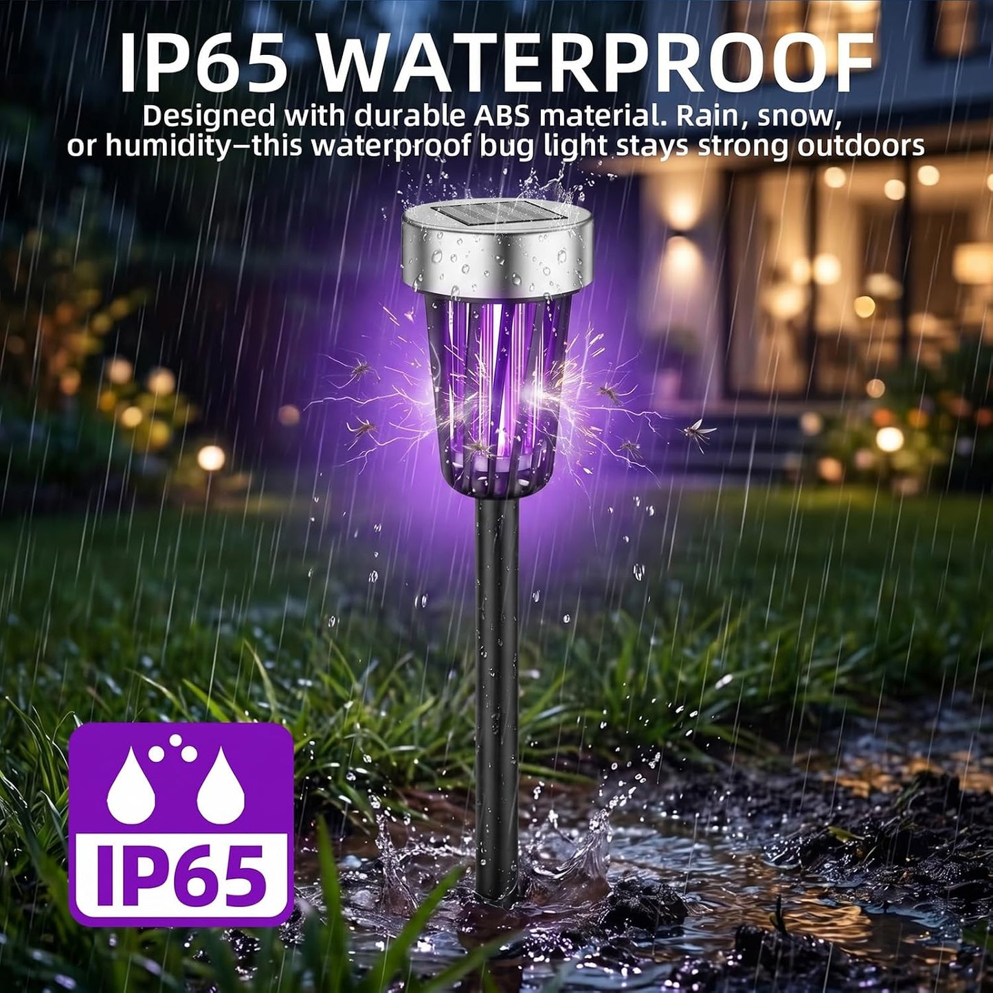 2026 Solar Bug Zapper Outdoor Waterproof Mosquito Repellent Outdoor Patio Mosquito Trap & Killer for Garden, Farm, Backyard, Solar Powered Fly Zapper for Small Flying Insect, Flies, Gnats, Moths(4)