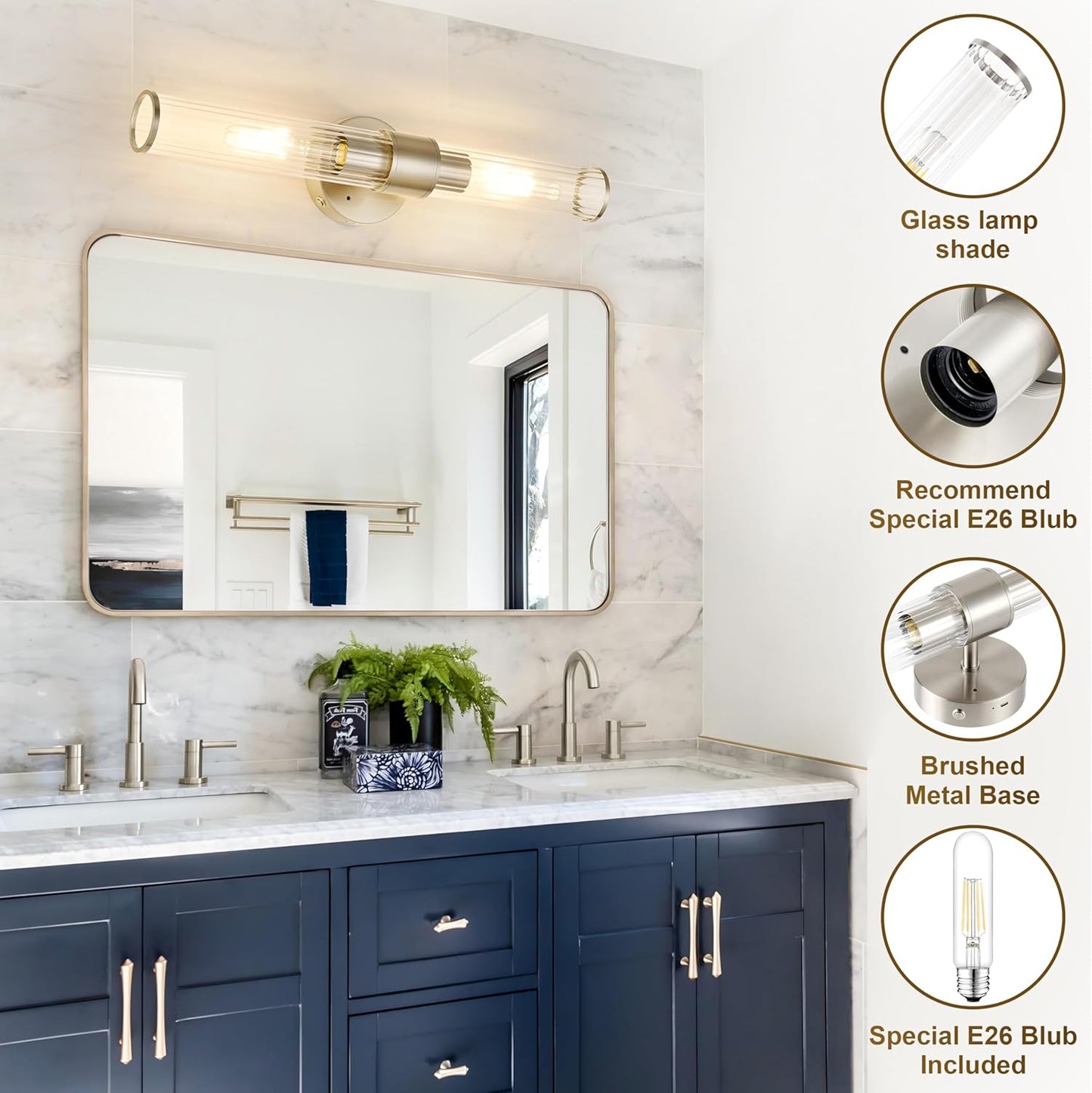 Morauroral Gold Battery Operated Wall Sconces Set of Two, Rechargeable Wall Sconce with Dimmable Remote Control, 20 Inch Wireless Sconce Wall Light for Bedroom, Living Room (Bulbs Included)