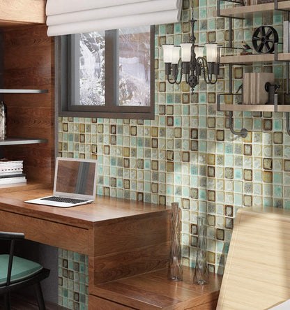 Livelynine Waterproof Wallpaper for Bathroom Shower Wall Decorative Contact Paper Self Adhesive for Furniture Stickers Kitchen Backsplash Tiles Peel and Stick Counter Removable Blue Mosaic 15.8"x78.8"